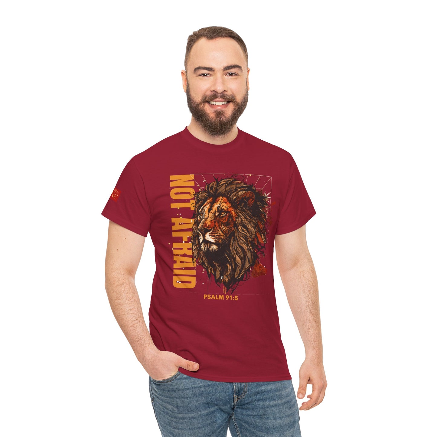 Unisex Heavy Cotton Tee NOT AFRAID Lion Psalm 91
