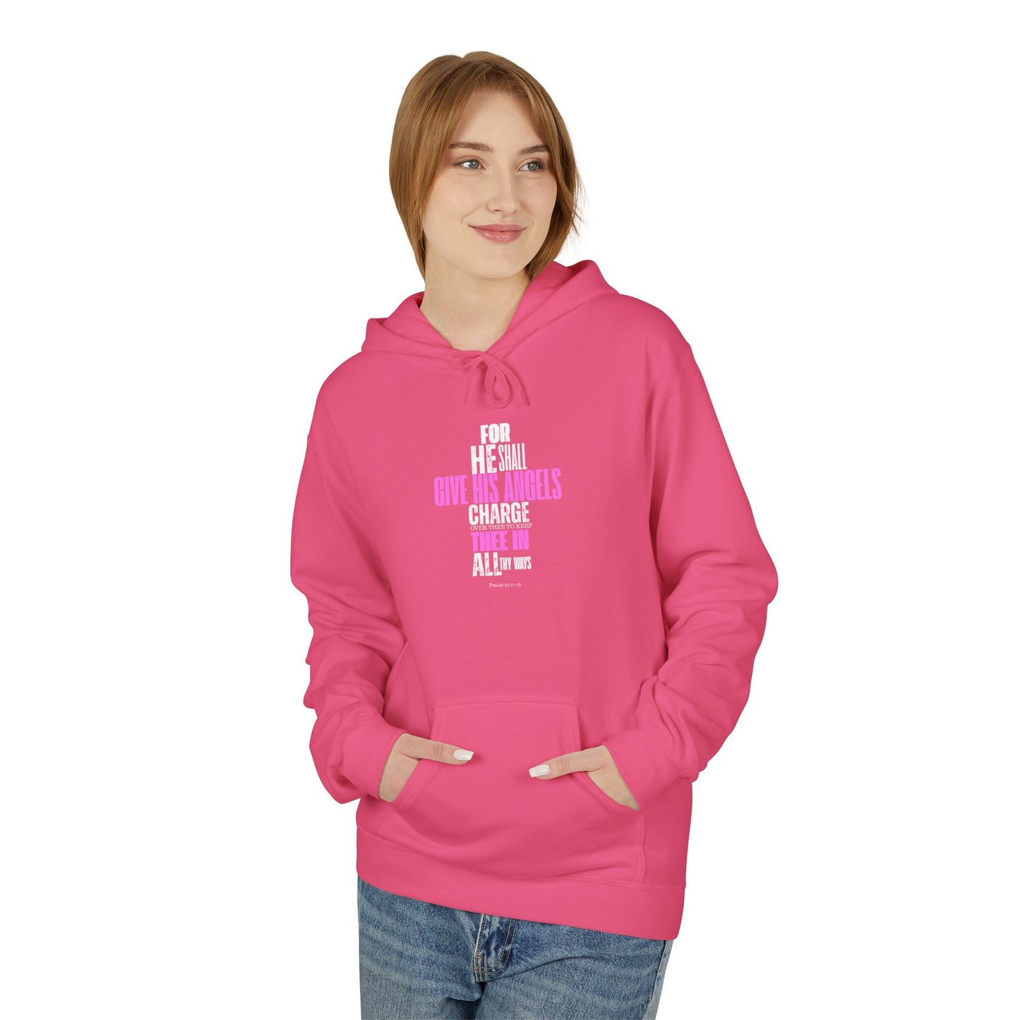 Unisex Midweight Softstyle Fleece Hoodie Psalm 91 wings