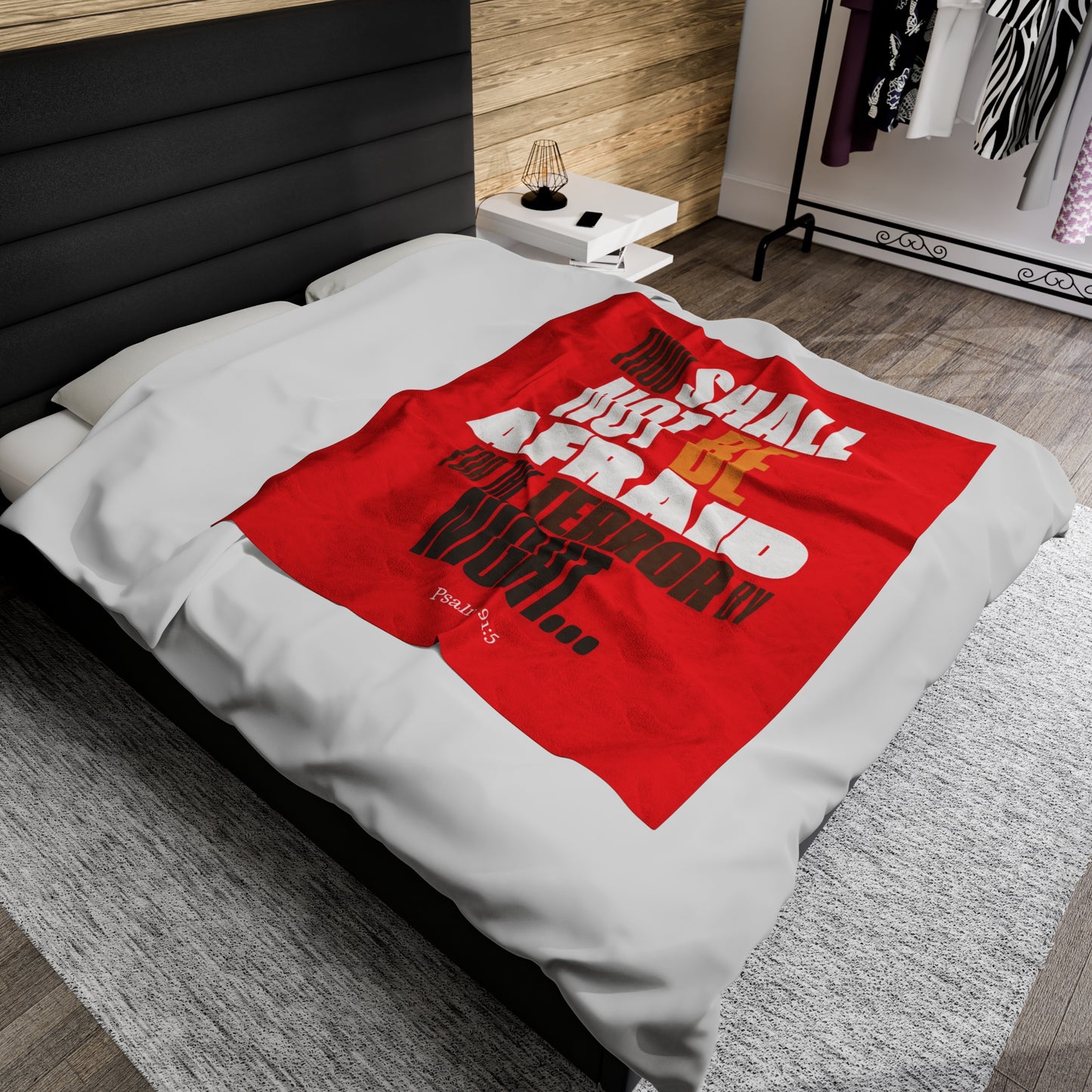 Velveteen Plush Blanket Red Thou Shall Not Be Afraid