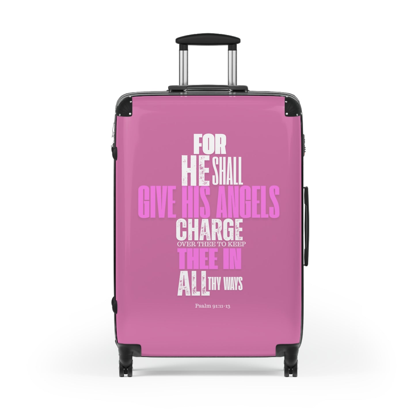 Travel Suitcase - Pink He Shall Gives His Angels Charge Over Thee Design