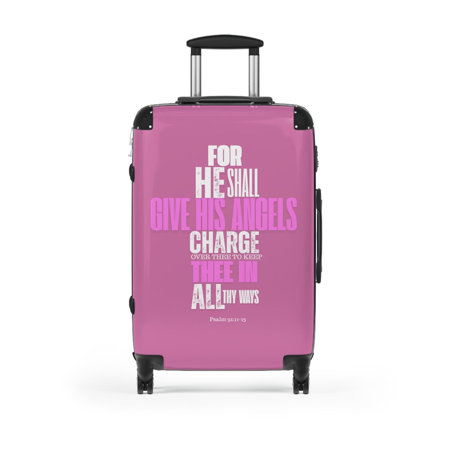 Travel Suitcase - Pink He Shall Gives His Angels Charge Over Thee Design