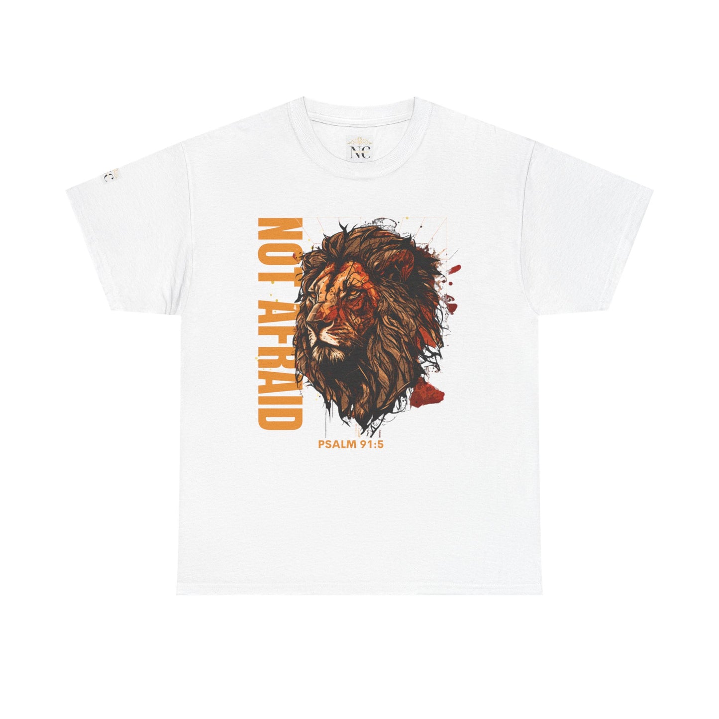 Unisex Heavy Cotton Tee NOT AFRAID Lion Psalm 91