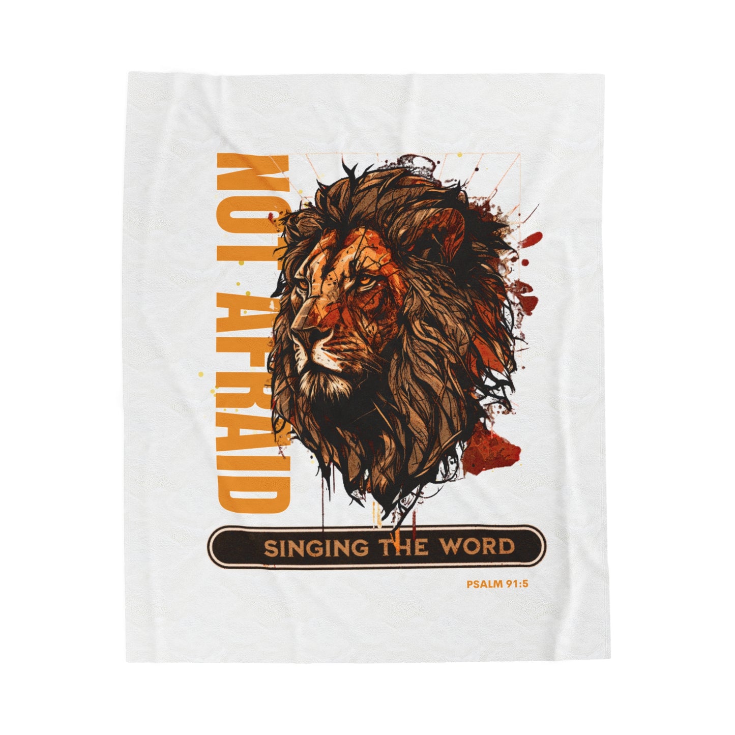 Velveteen Plush Blanket White Not Afraid