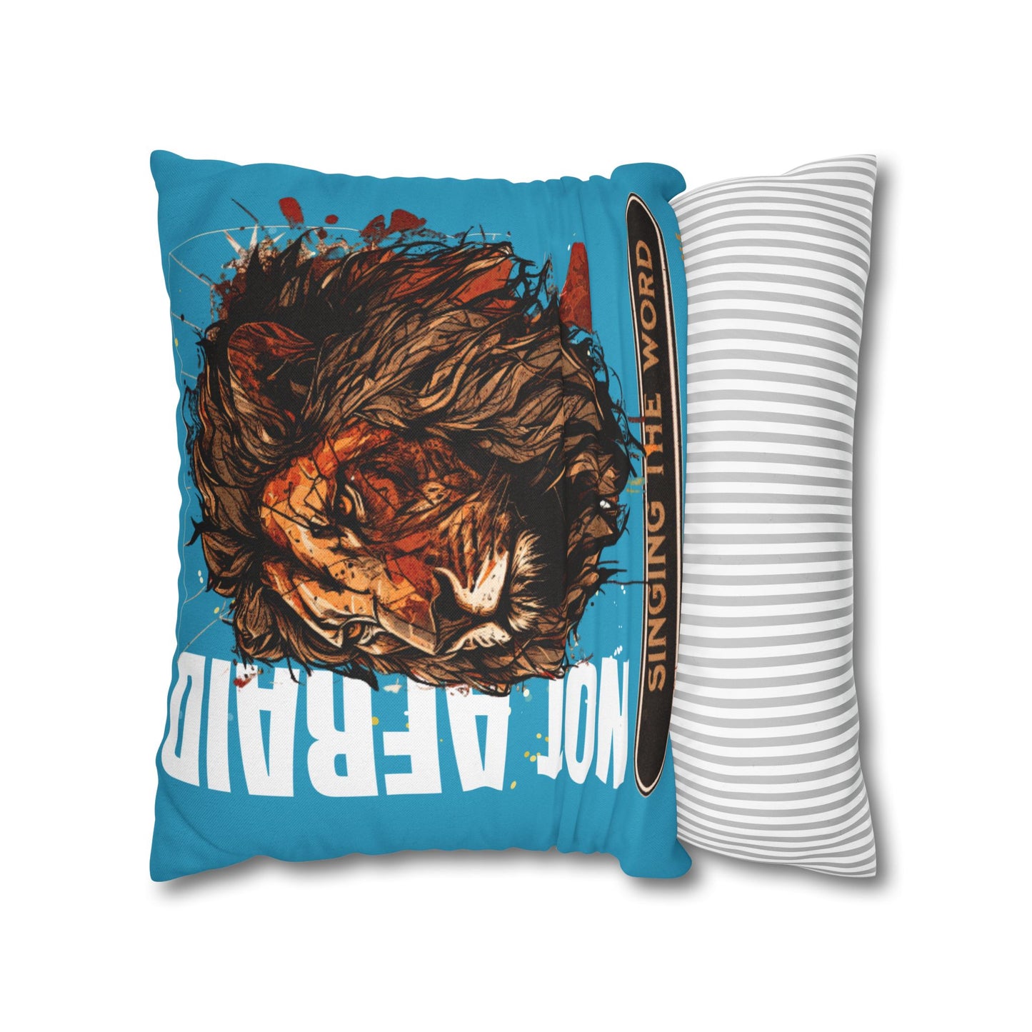 Spun Polyester Square PILLOWCASE Blue Lion