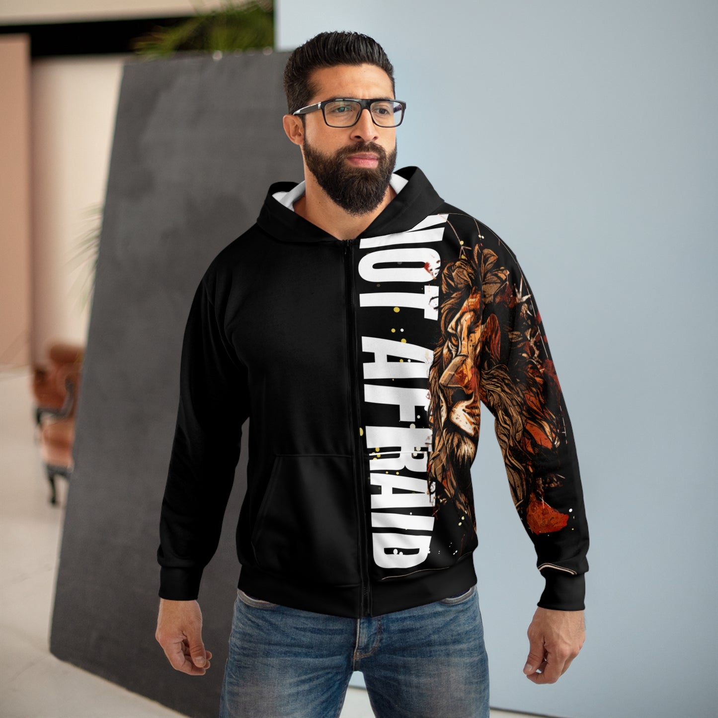 Unisex Zip Hoodie (AOP) Not Afraid