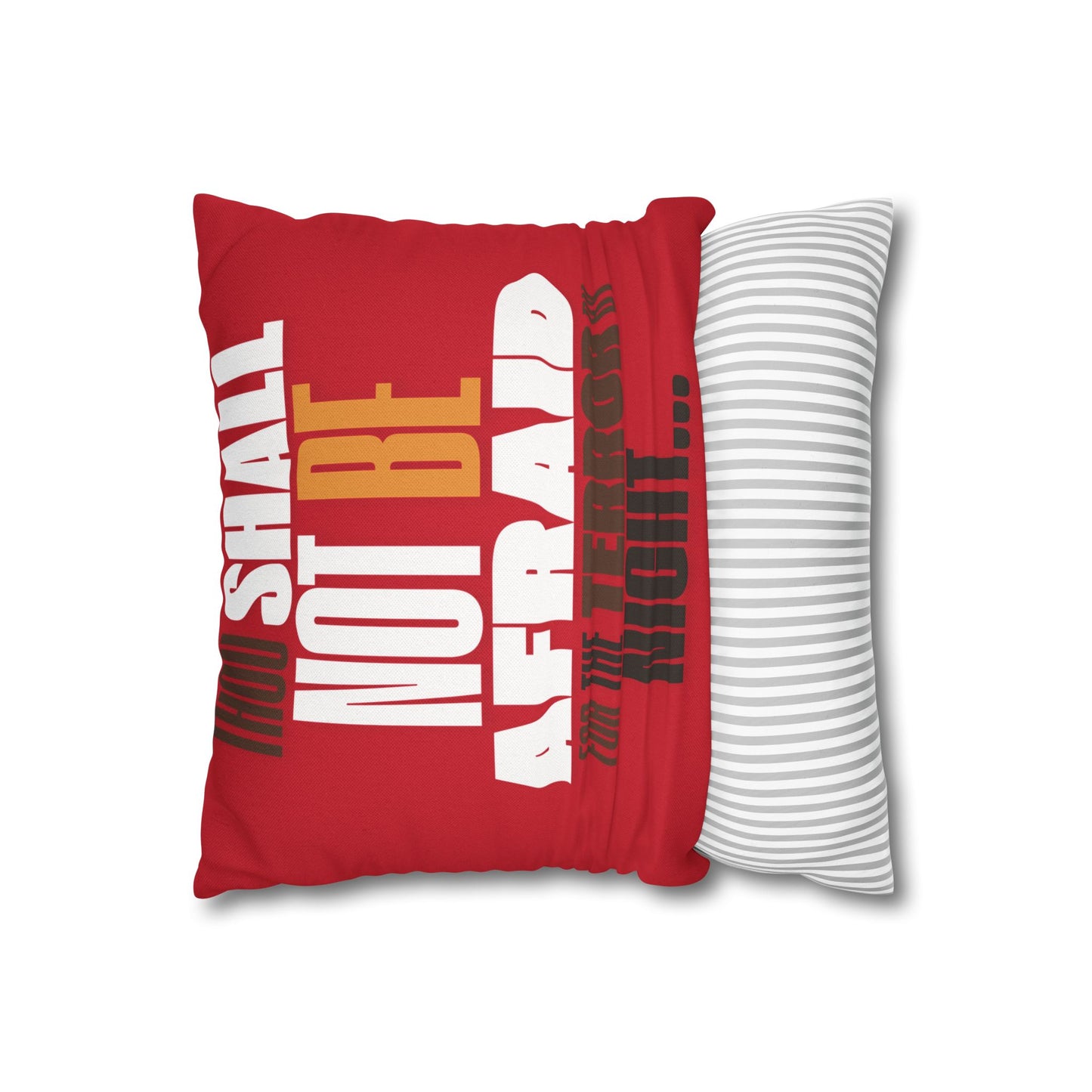 Spun Polyester Square PillowCASE (ONLY) RED Not Afraid