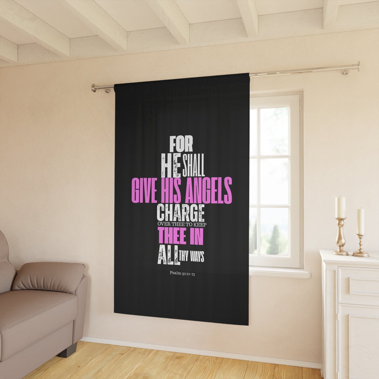Window Curtains (1 Piece) He shall Give His Angels