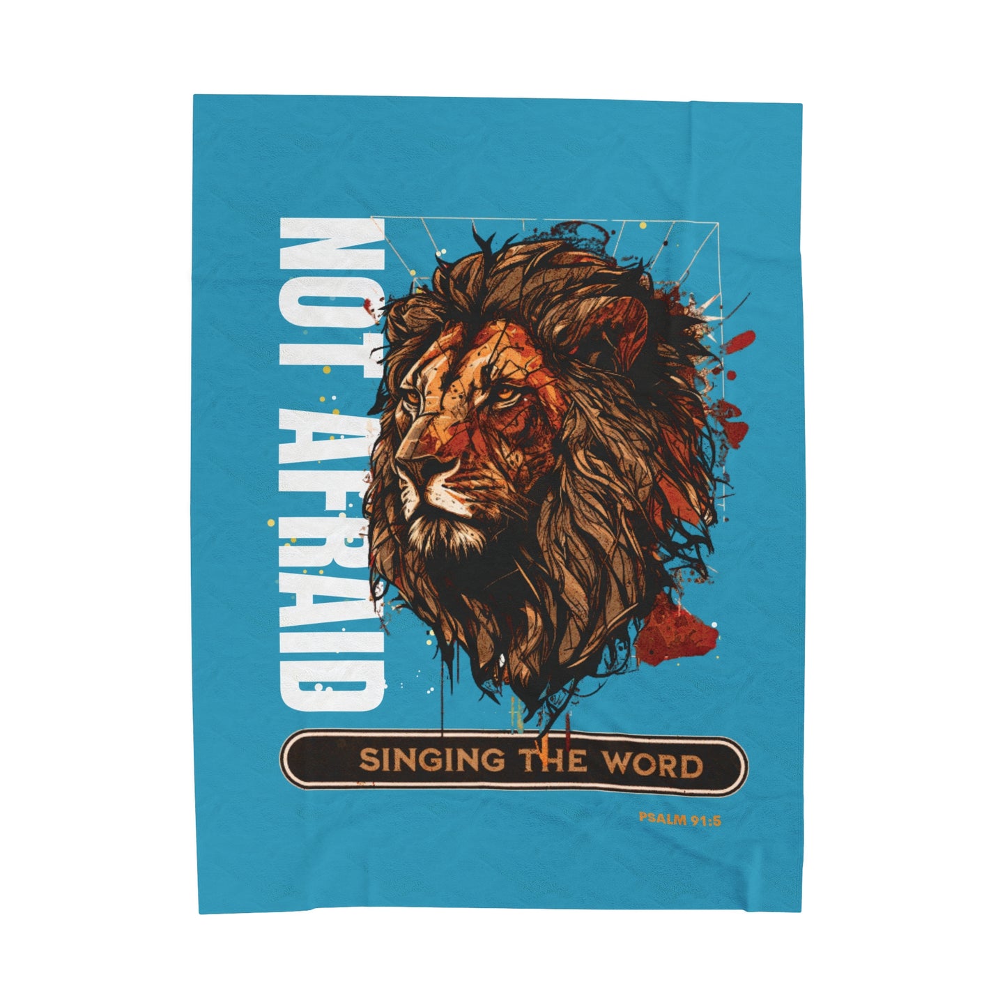 Velveteen Plush Blanket Turquoise Blue Lion