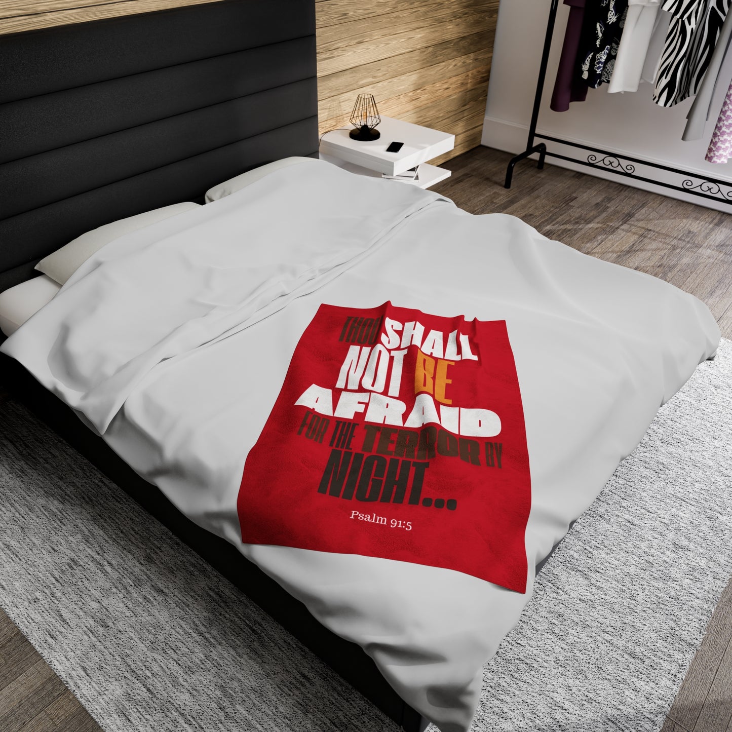 Velveteen Plush Blanket Red Thou Shall Not Be Afraid