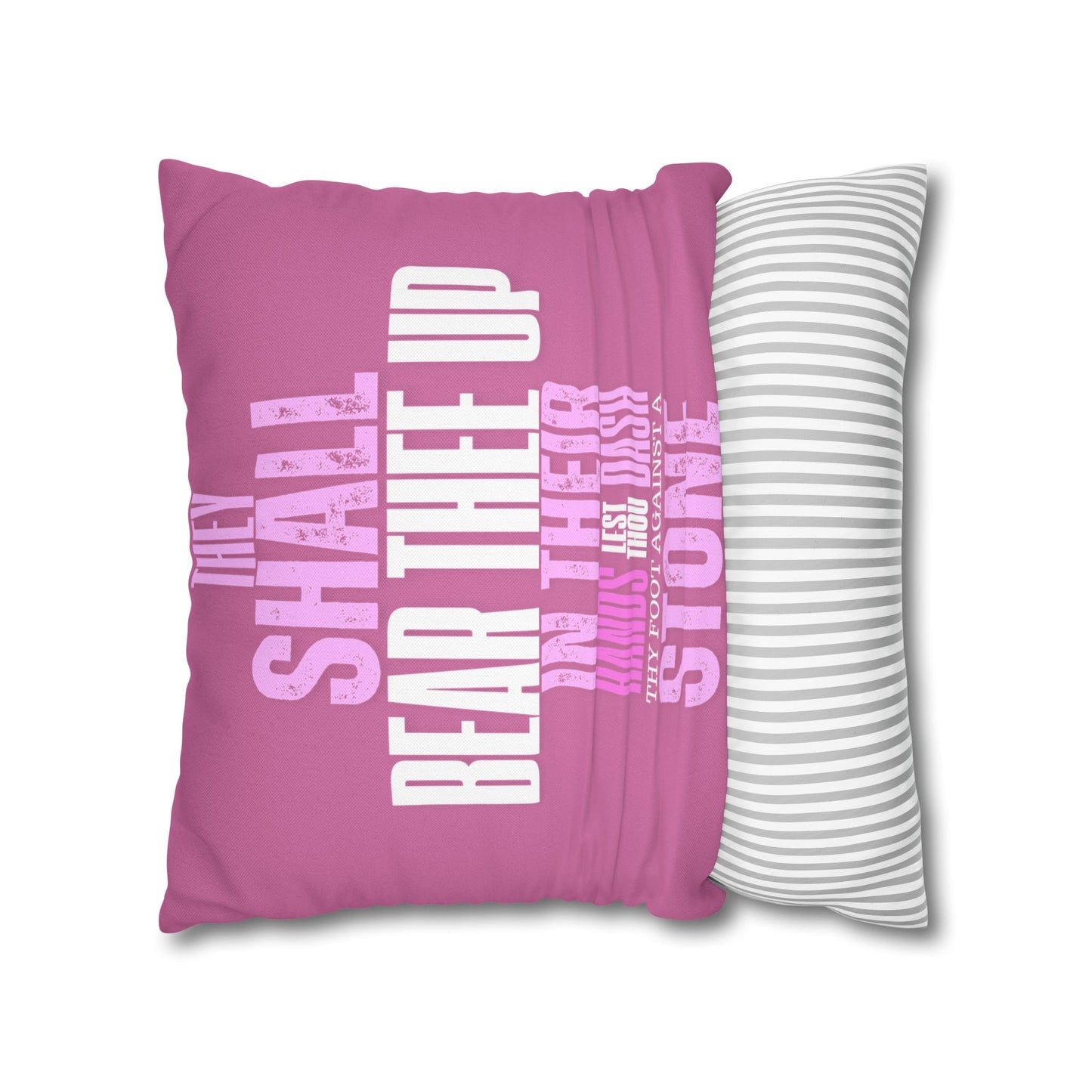 Pink Spun Polyester Square PILLOWCASE He shall Give His Angels