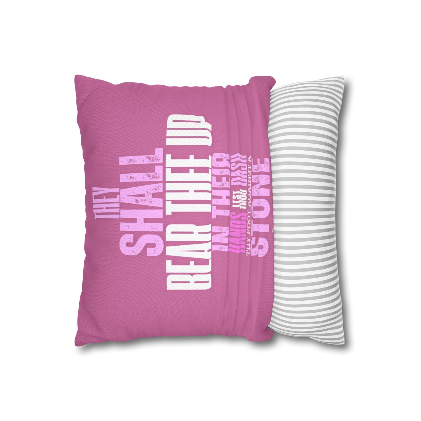 Pink Spun Polyester Square PILLOWCASE He shall Give His Angels