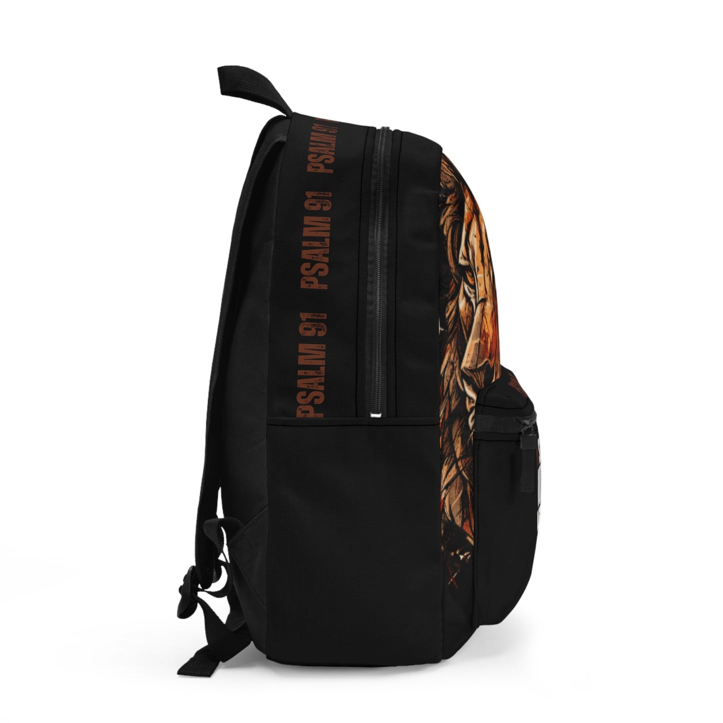 Backpack - Black Lion Thou Shall Not Be Afraid Design