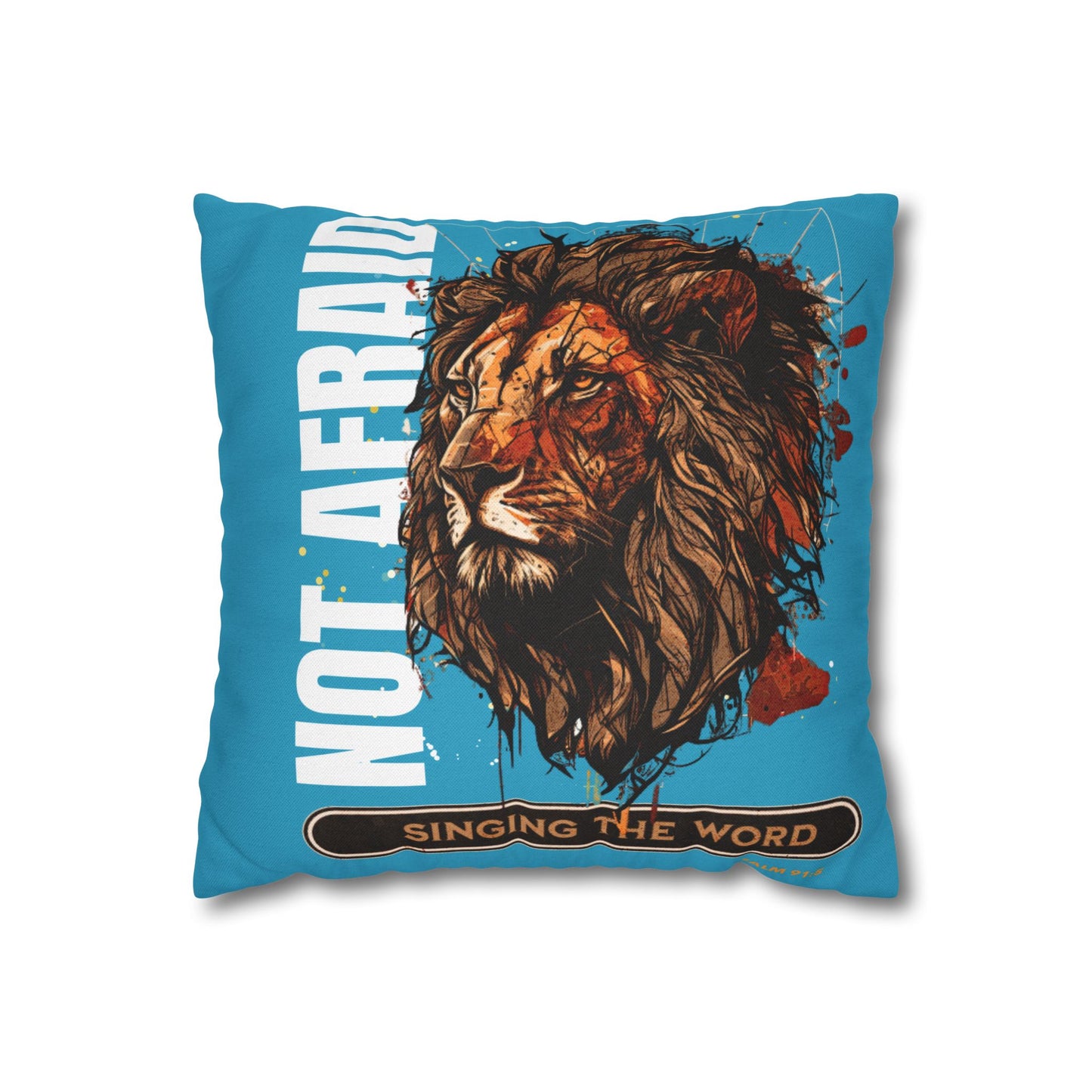 Spun Polyester Square PILLOWCASE Blue Lion