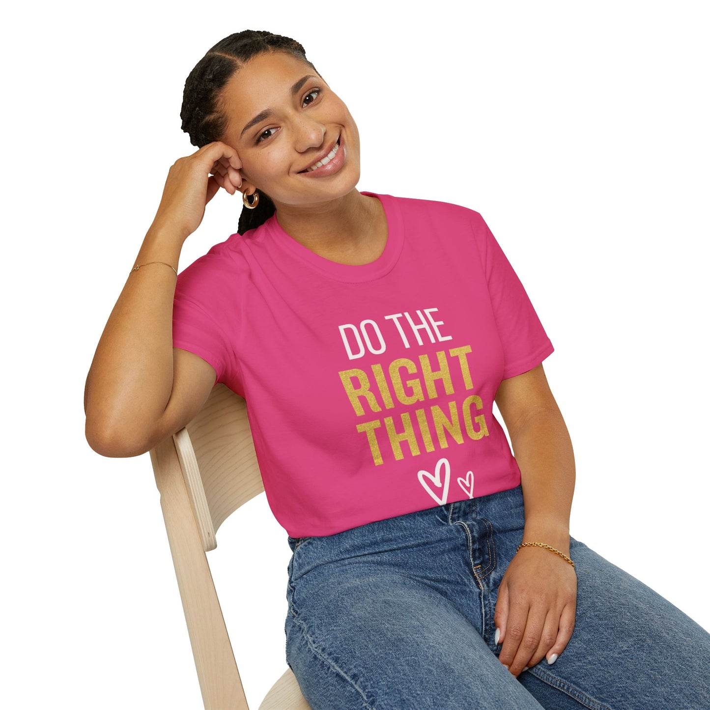 Motivational Unisex Softstyle T-Shirt - "Do The Right Thing" & "It's Never Wrong"