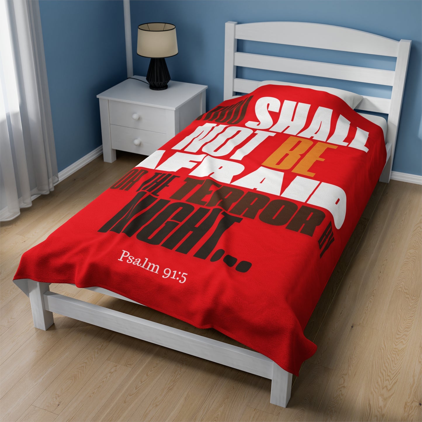 Velveteen Plush Blanket Red Thou Shall Not Be Afraid