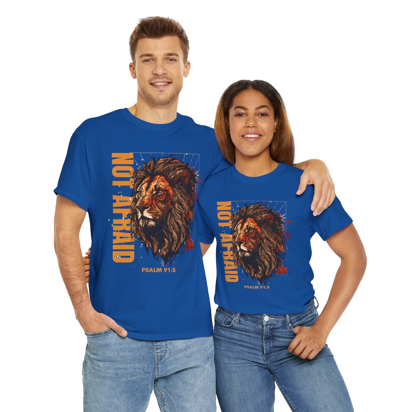 Unisex Heavy Cotton Tee NOT AFRAID Lion Psalm 91