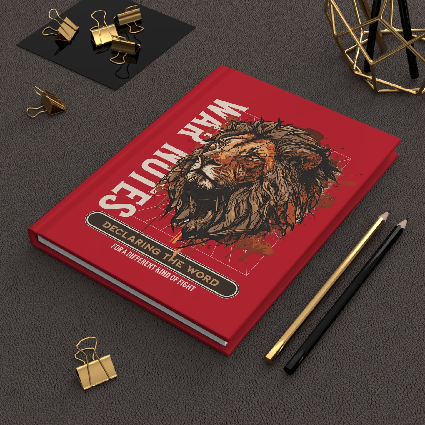 Hardcover Journal Matte - RED Psalm 91 Lion