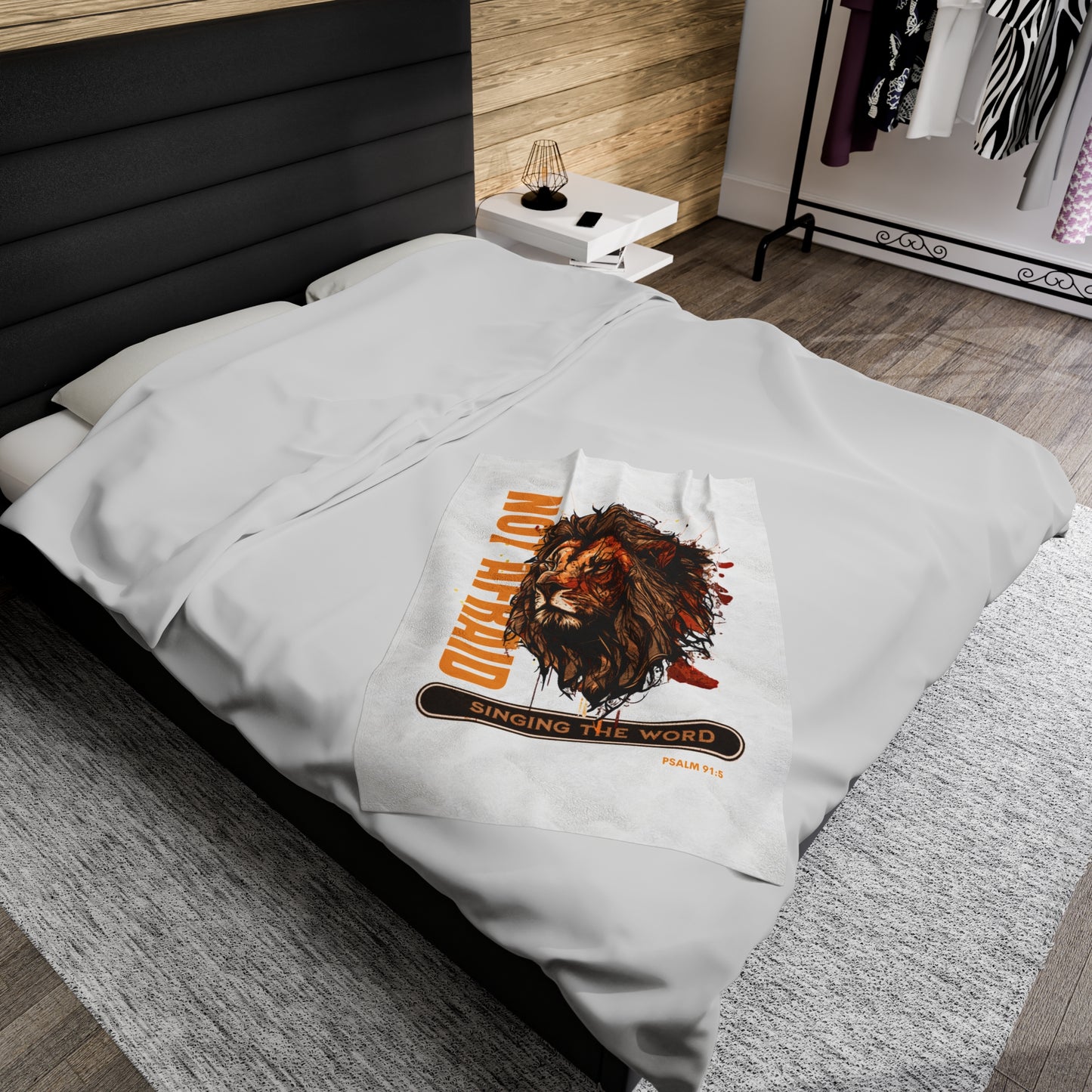Velveteen Plush Blanket White Not Afraid