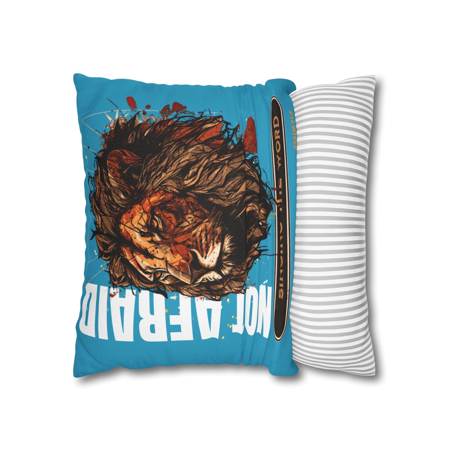 Spun Polyester Square PILLOWCASE Blue Lion
