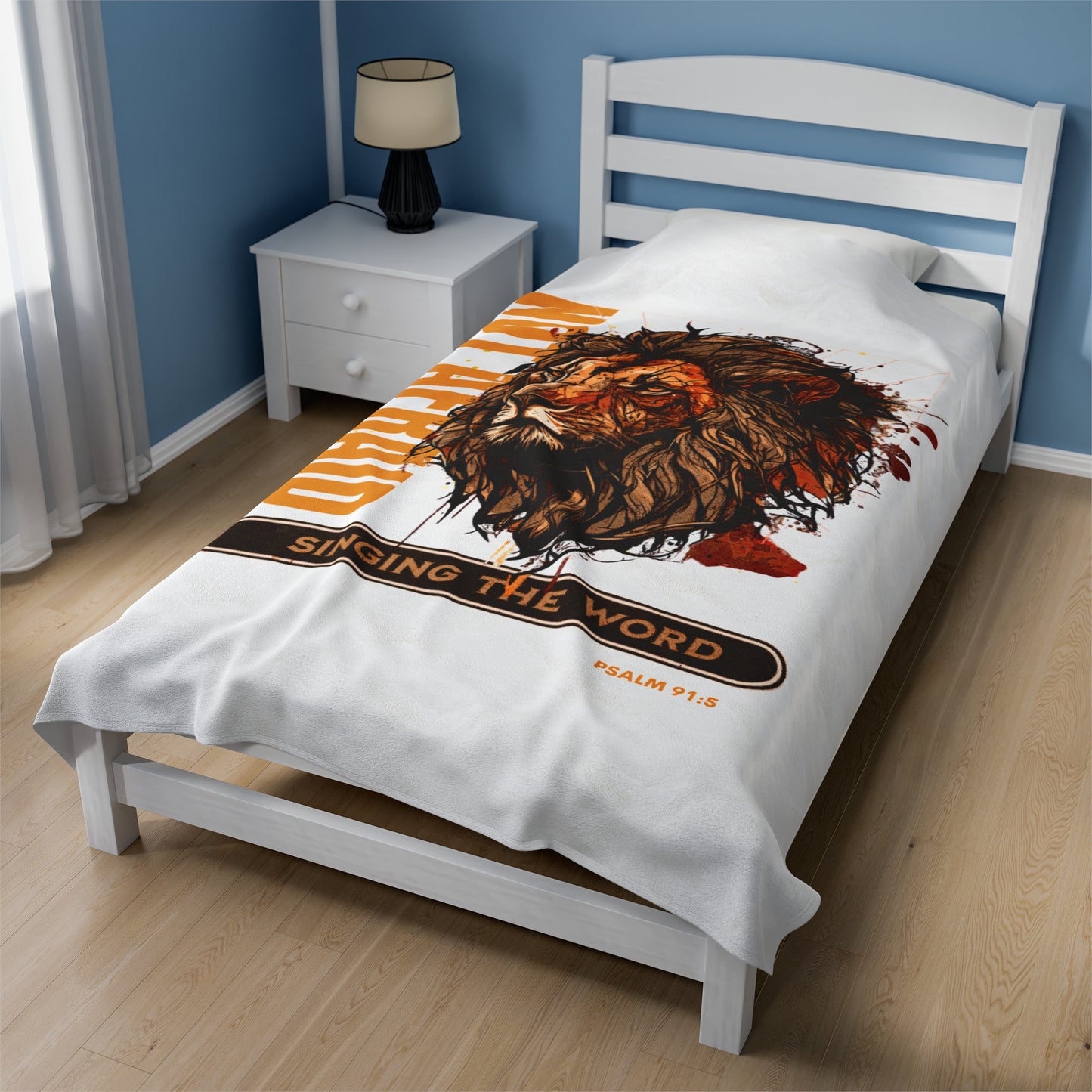 Velveteen Plush Blanket White Not Afraid