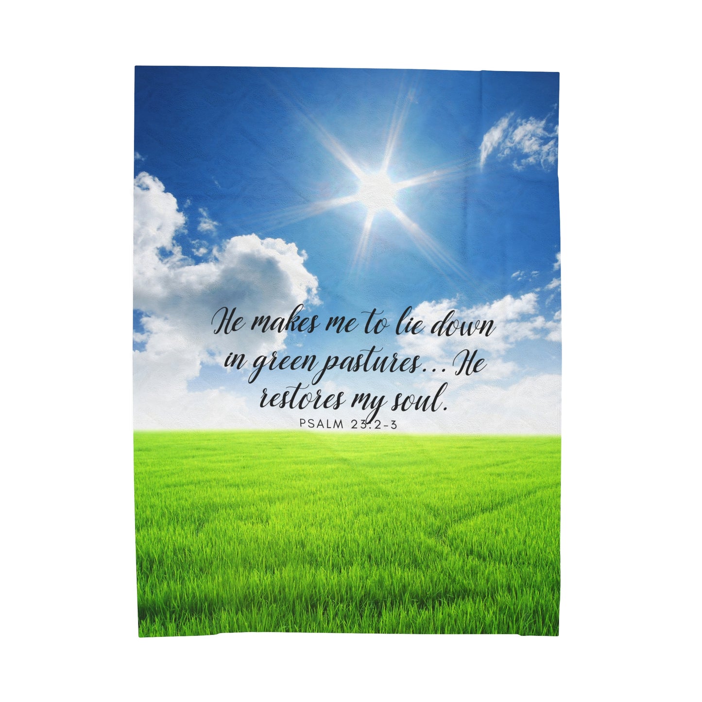 Plush Blanket - 'He makes me to lie down Psalm 23' design