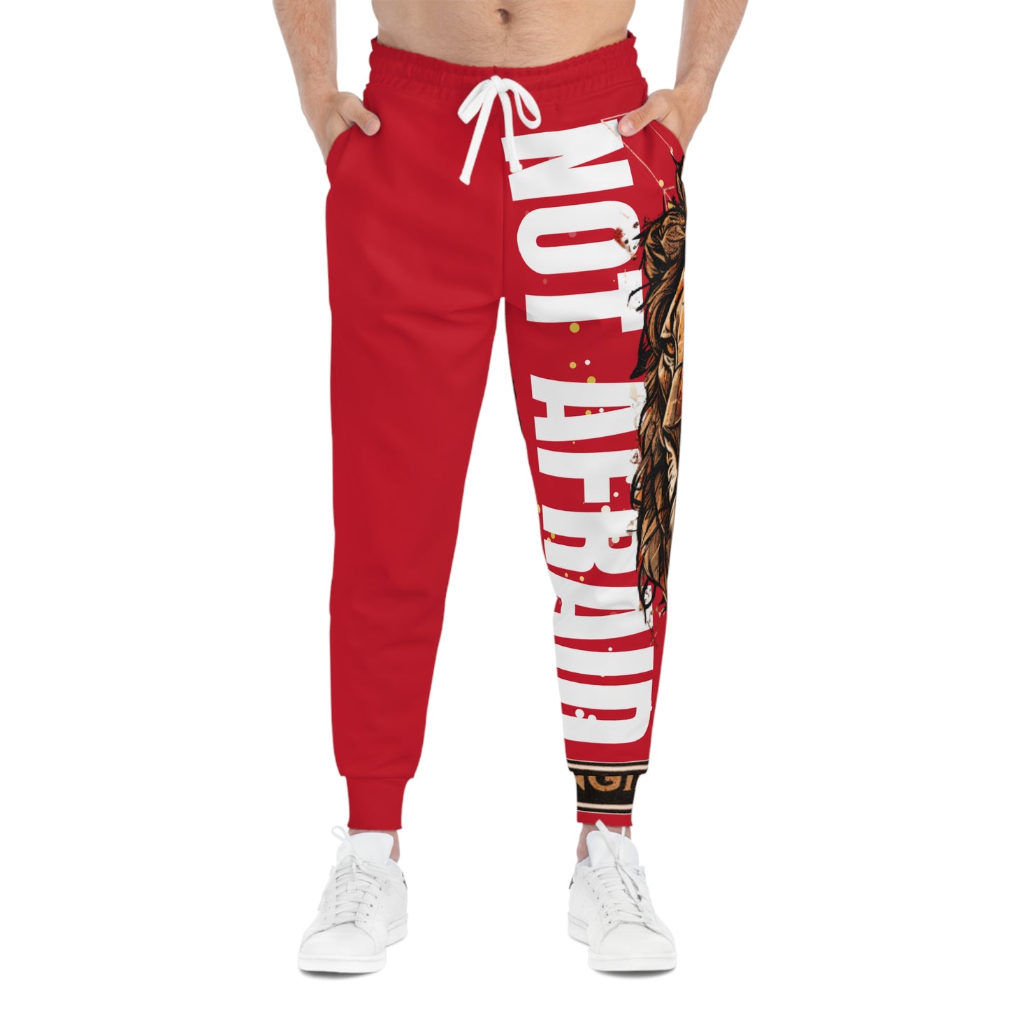 Athletic Joggers (AOP) Not Afraid Lion Red