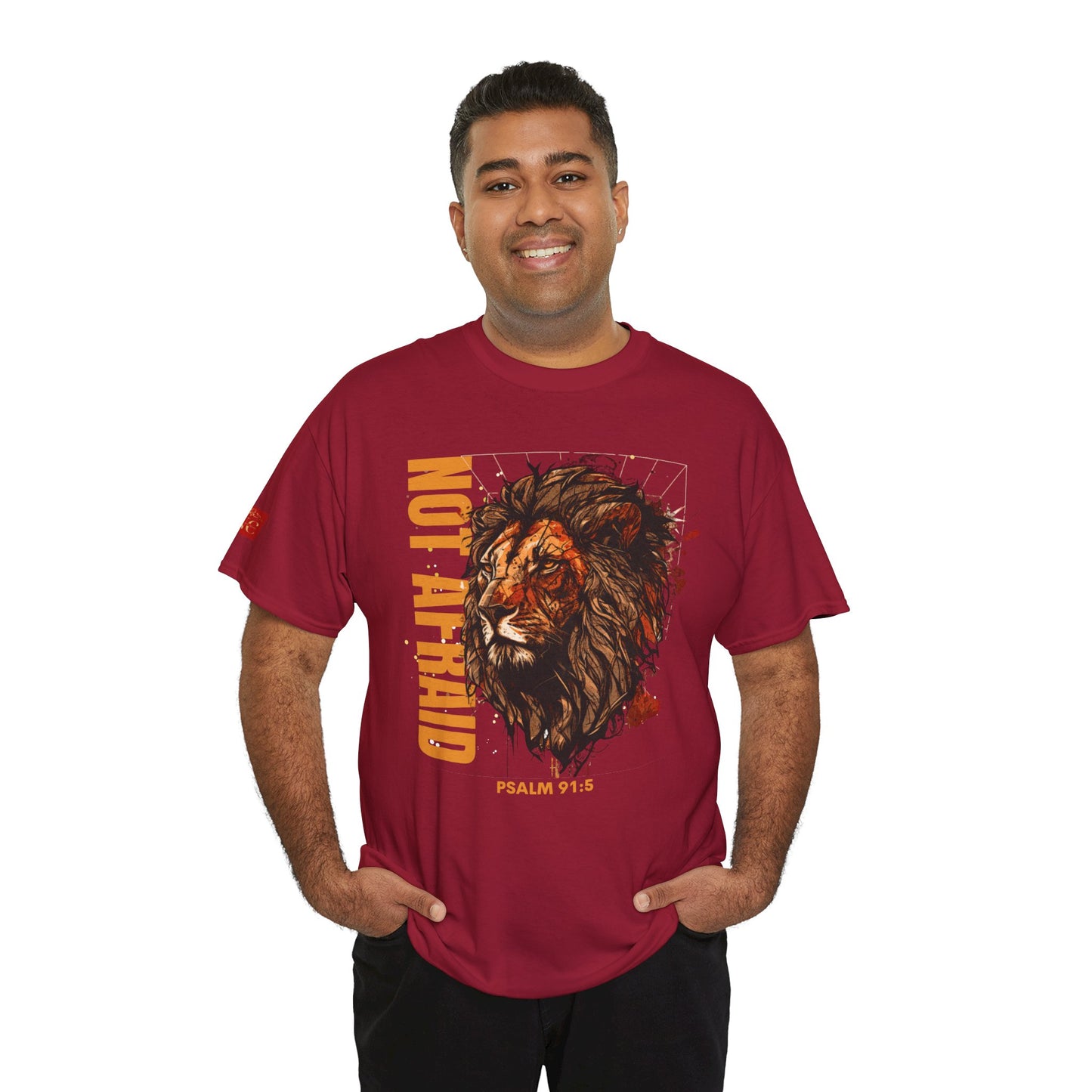 Unisex Heavy Cotton Tee NOT AFRAID Lion Psalm 91