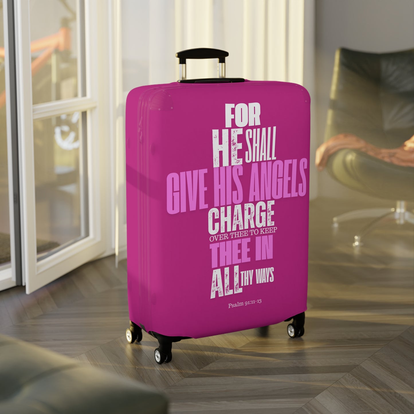 Luggage Cover - Pink Angel Quote Design