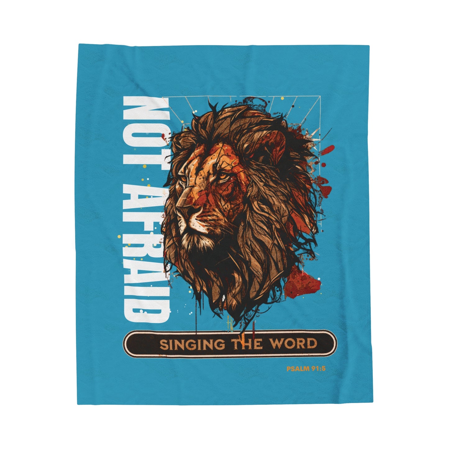 Velveteen Plush Blanket Turquoise Blue Lion