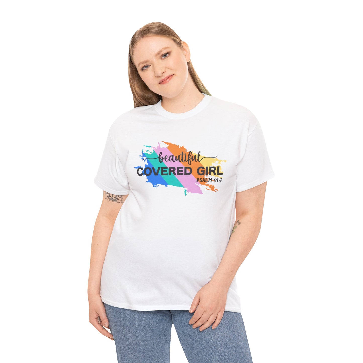 Unisex Heavy Cotton Tee Covered Girl Psa. 91:4