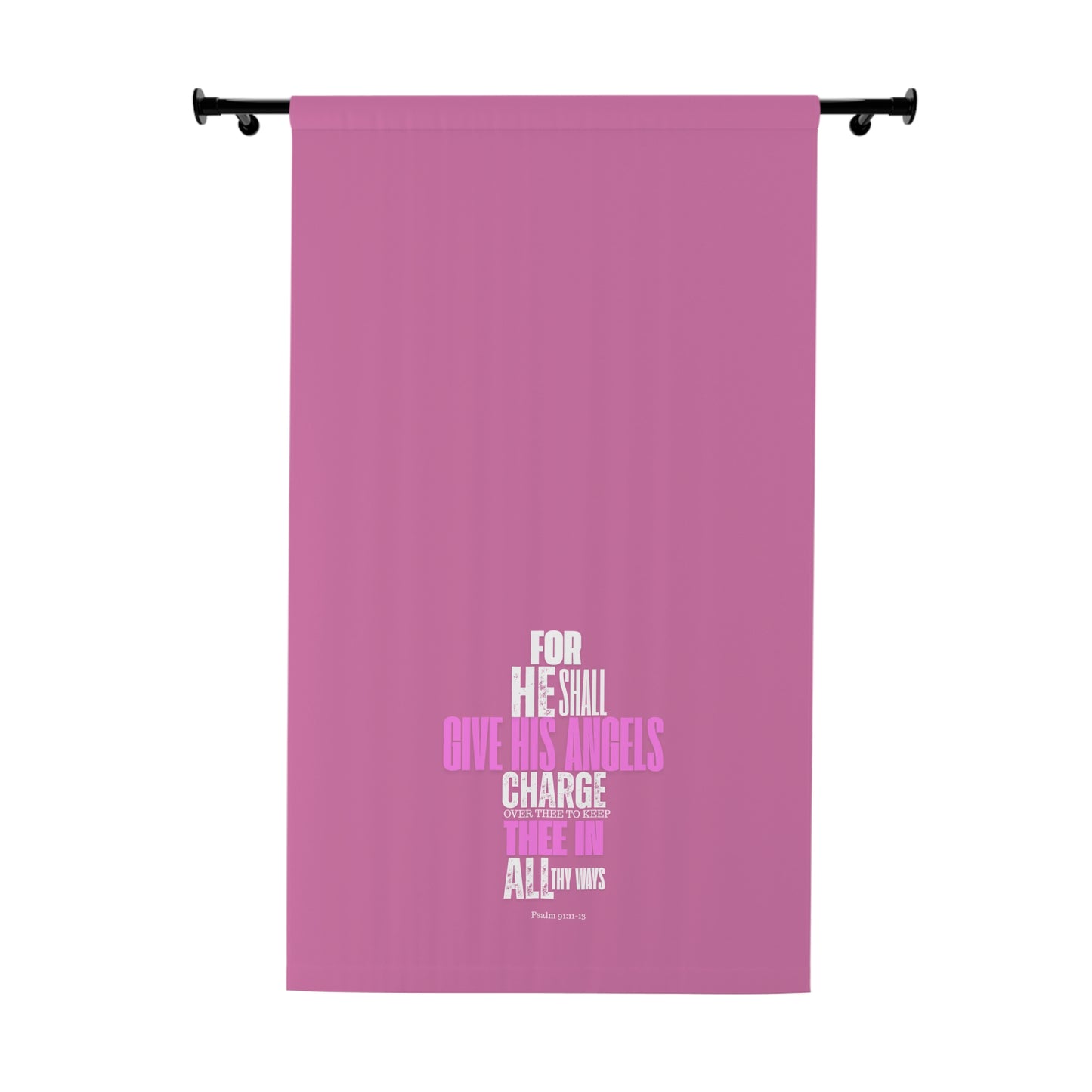 Window Curtains (1 Piece) "He Shall Give His Angels" Pink