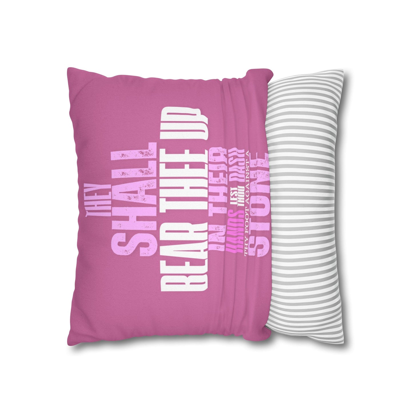 Pink Spun Polyester Square PILLOWCASE He shall Give His Angels