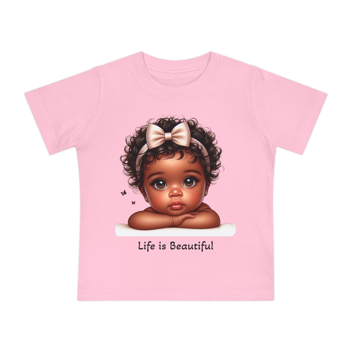 Baby T-Shirt - Brown Skin Baby Girl Life is Beautiful Psalm 139:13