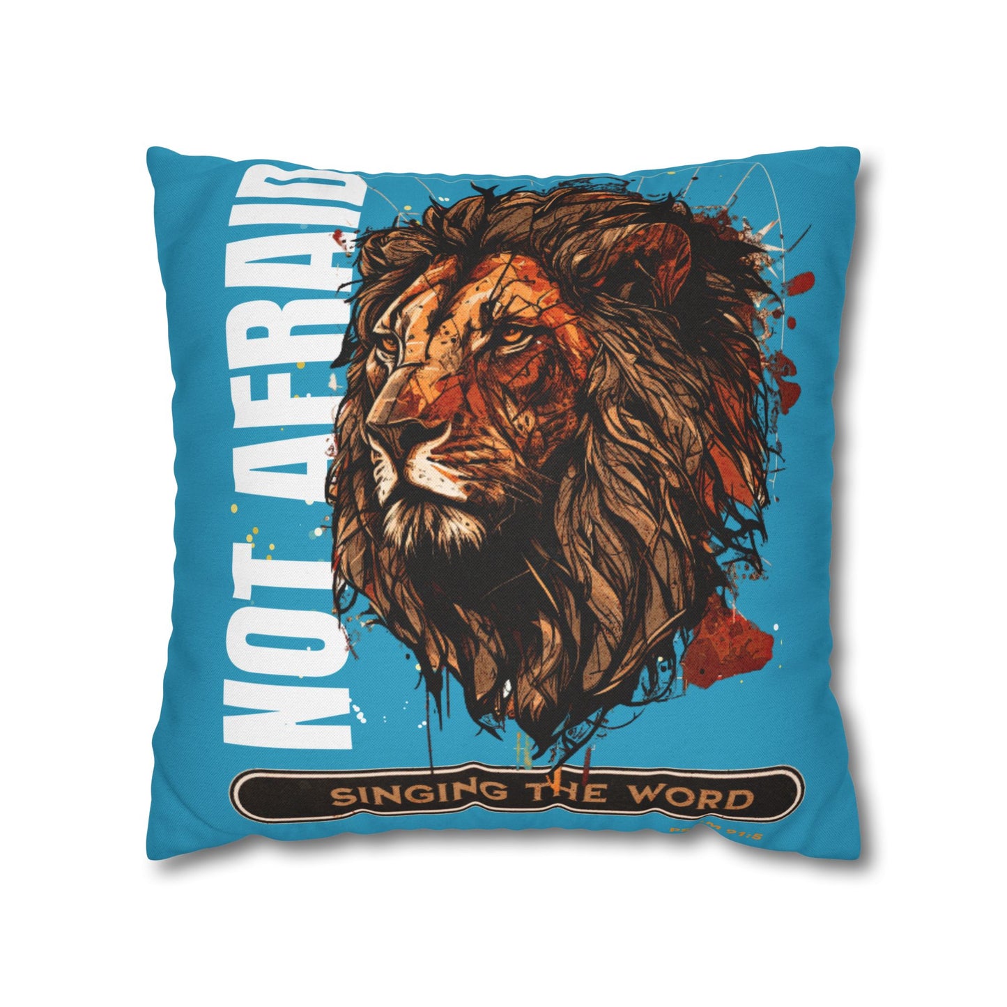 Spun Polyester Square PILLOWCASE Blue Lion
