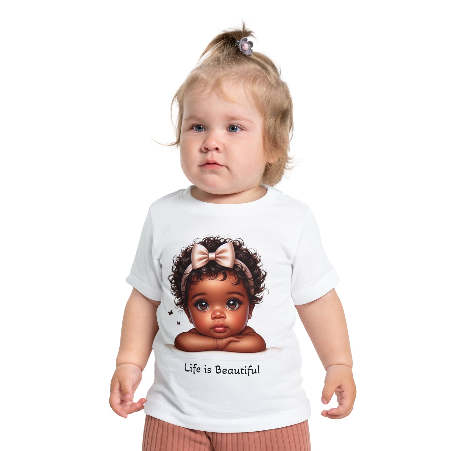 Baby T-Shirt - Brown Skin Baby Girl Life is Beautiful Psalm 139:13