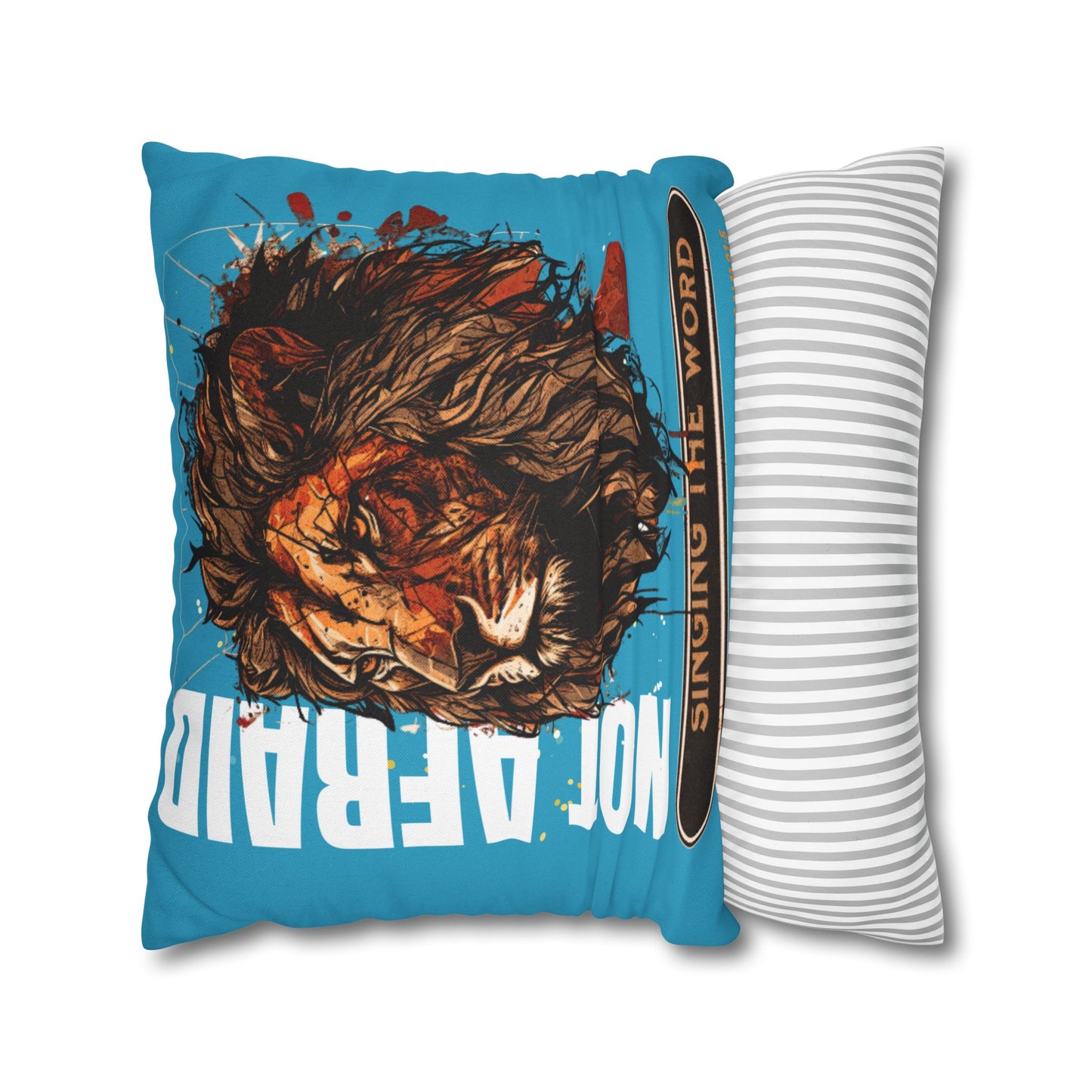 Spun Polyester Square PILLOWCASE Blue Lion