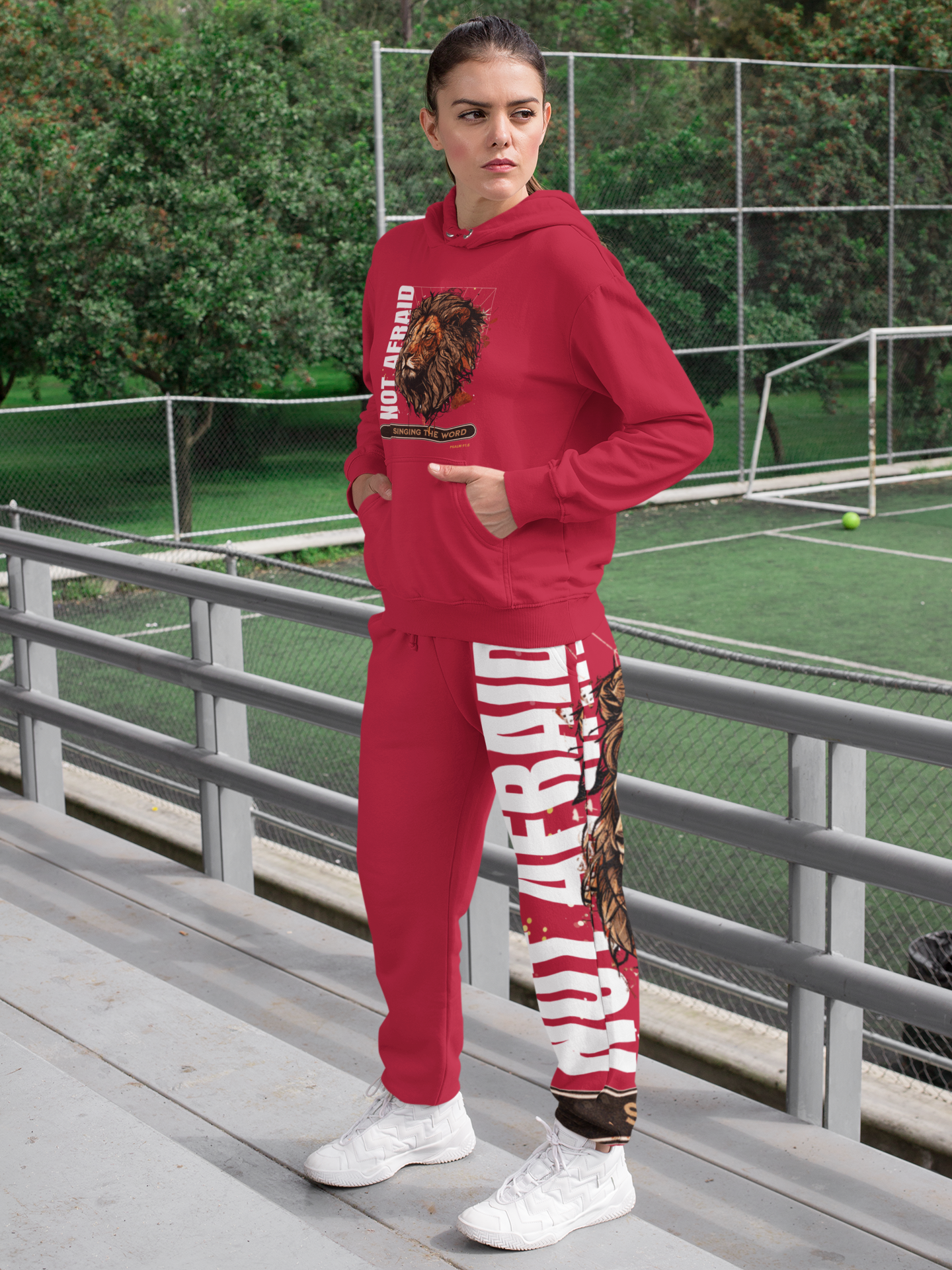 Athletic Joggers (AOP) Not Afraid Lion Red