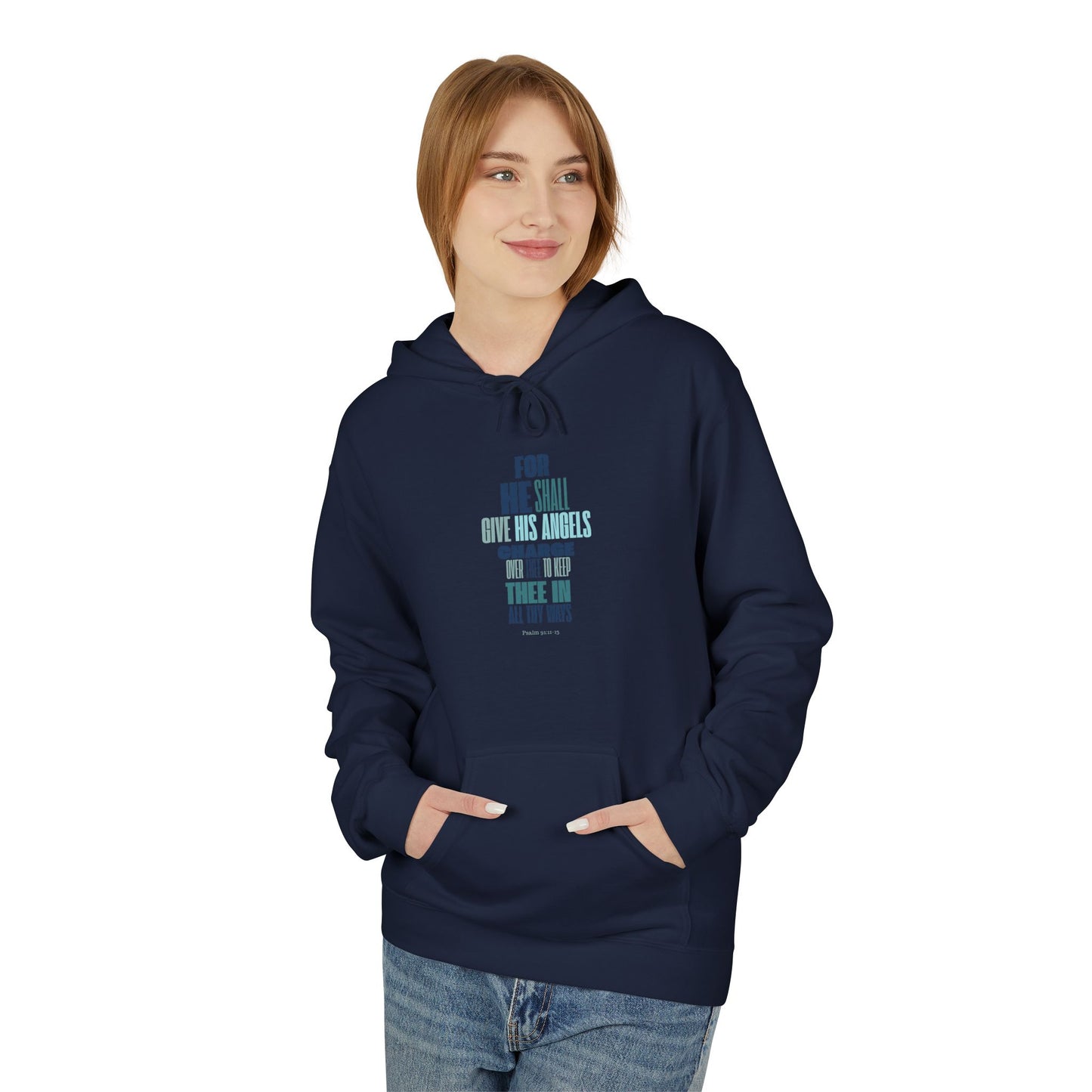 Unisex Midweight Softstyle Fleece Hoodie Psalm 91 wings