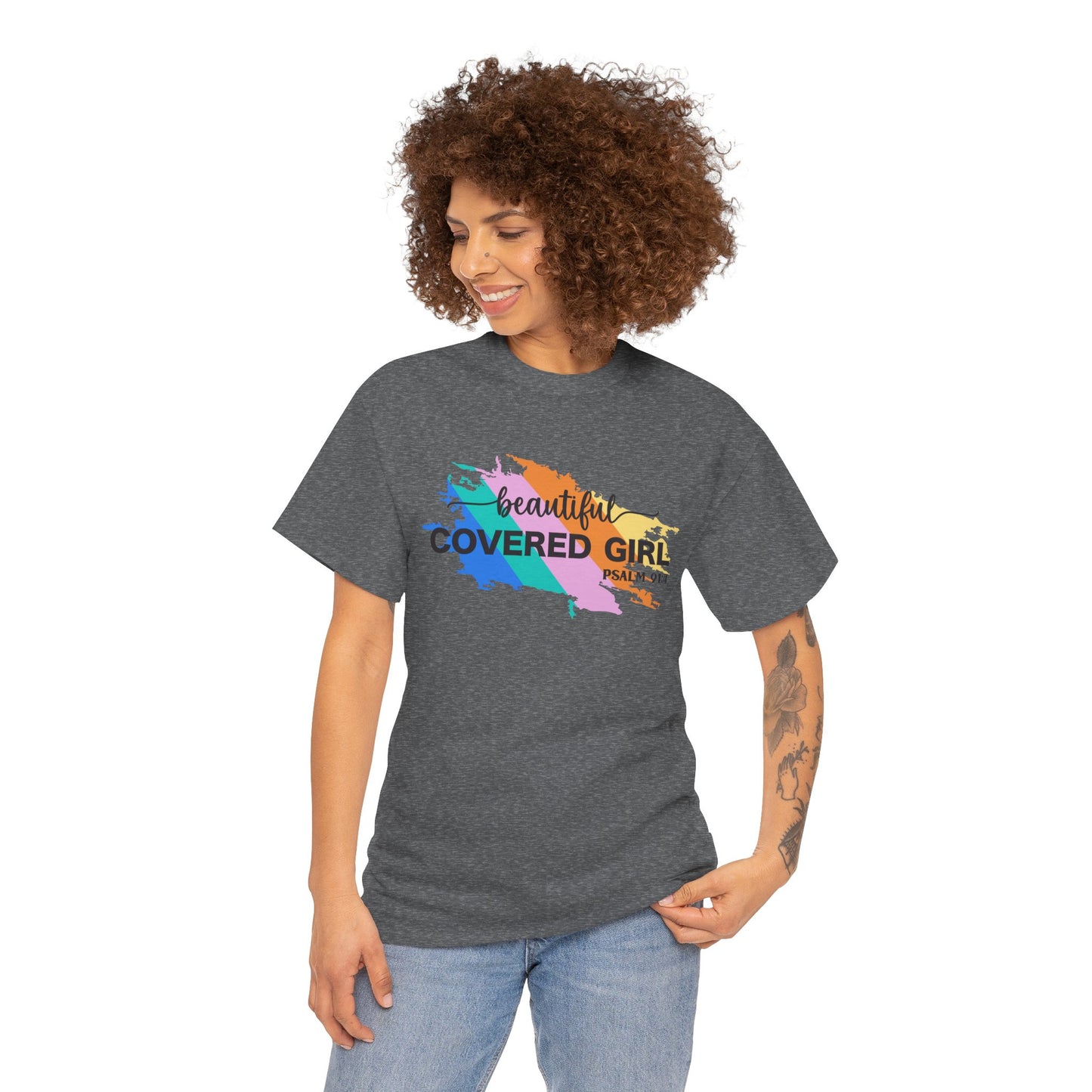 Unisex Heavy Cotton Tee Covered Girl Psa. 91:4