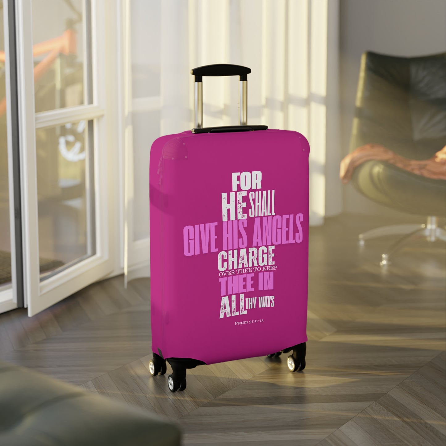 Luggage Cover - Pink Angel Quote Design