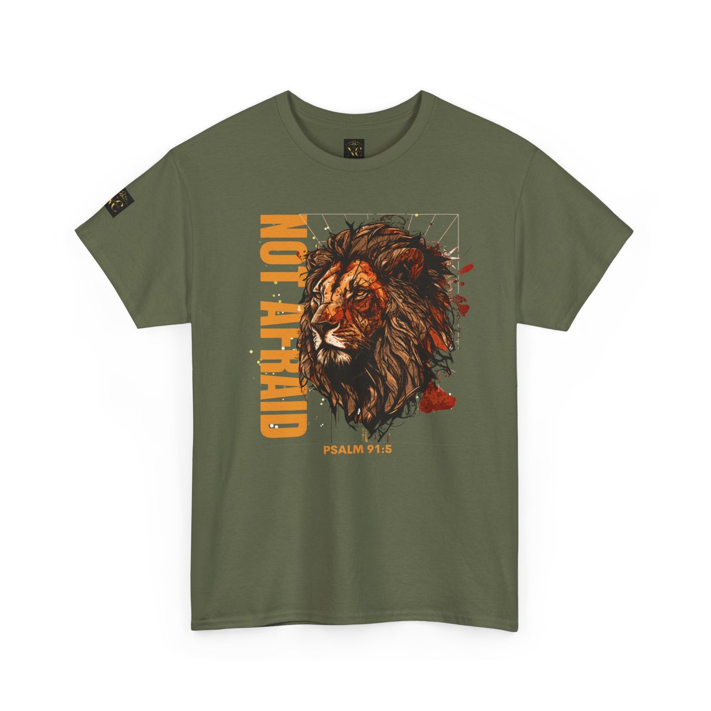 Unisex Heavy Cotton Tee NOT AFRAID Lion Psalm 91