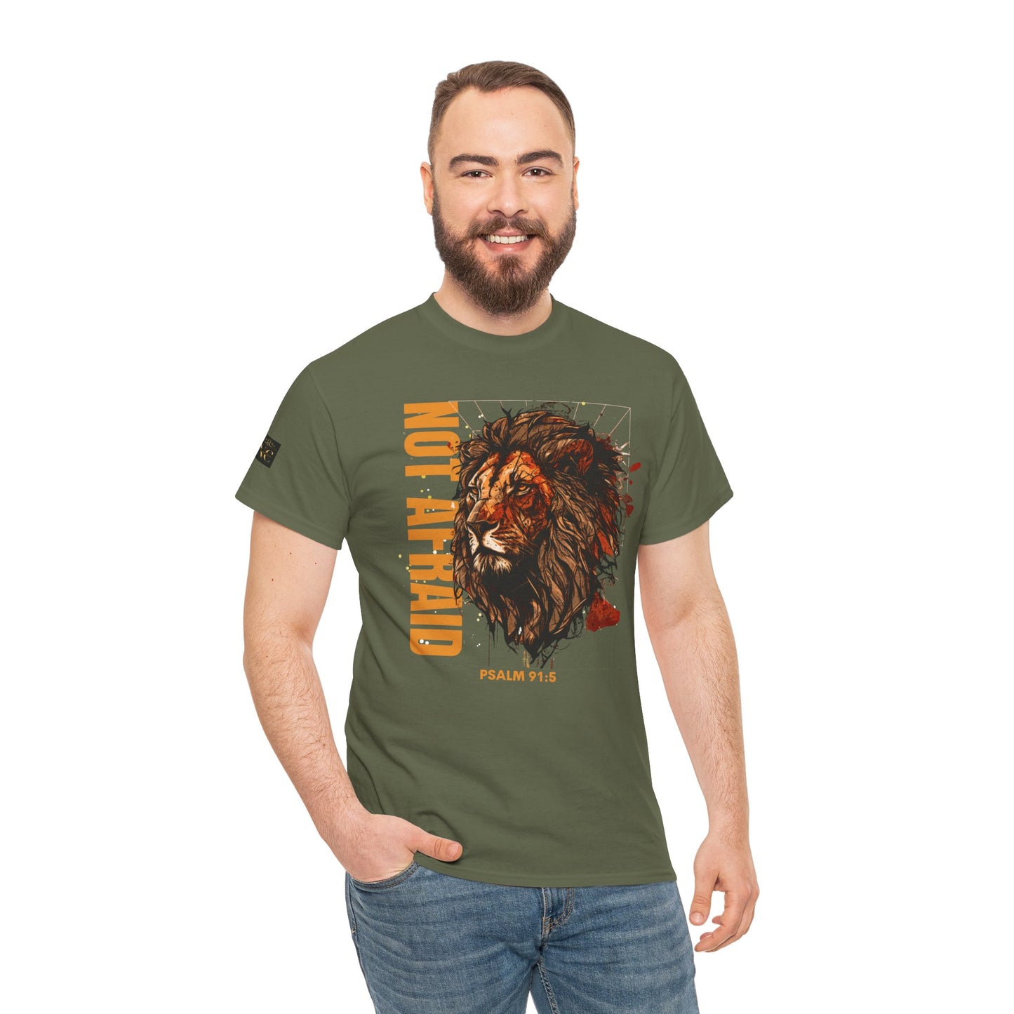 Unisex Heavy Cotton Tee NOT AFRAID Lion Psalm 91
