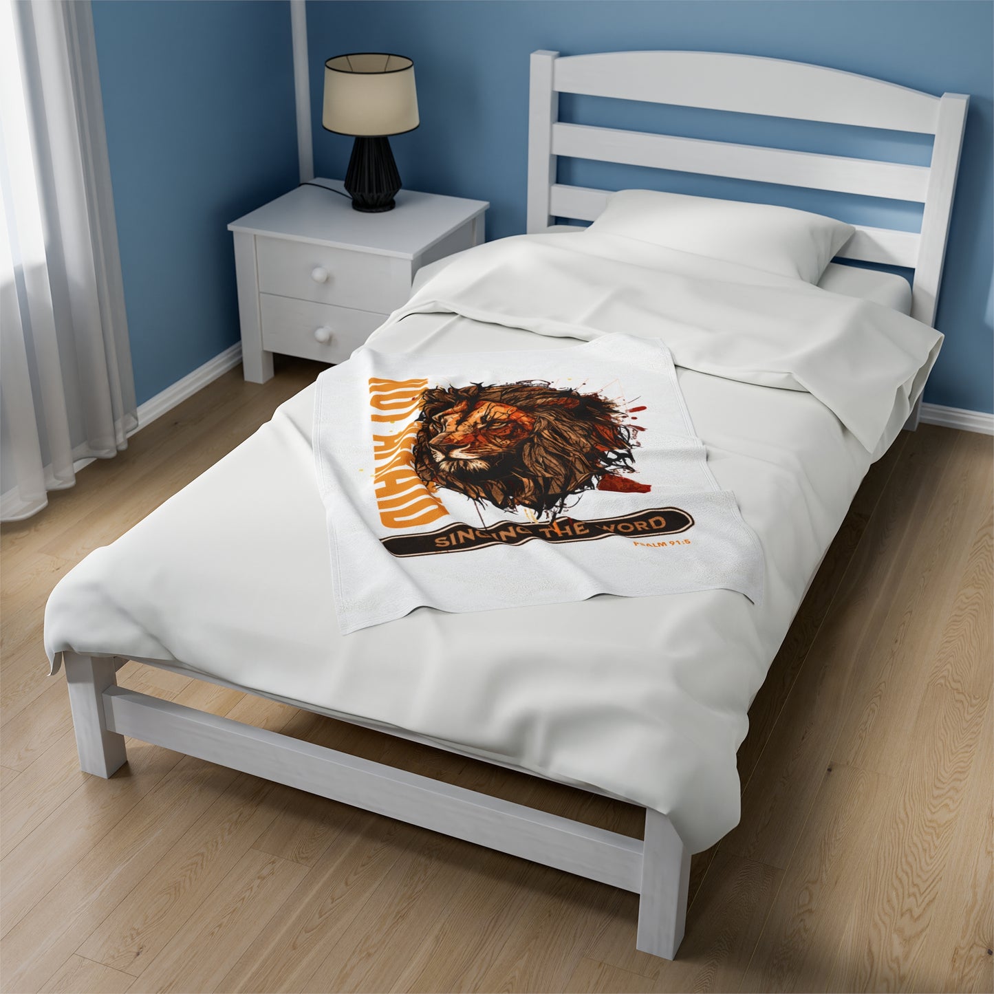 Velveteen Plush Blanket White Not Afraid