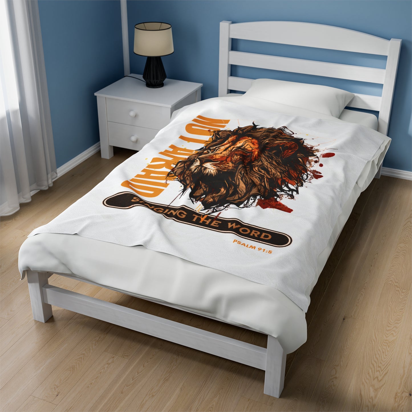 Velveteen Plush Blanket White Not Afraid