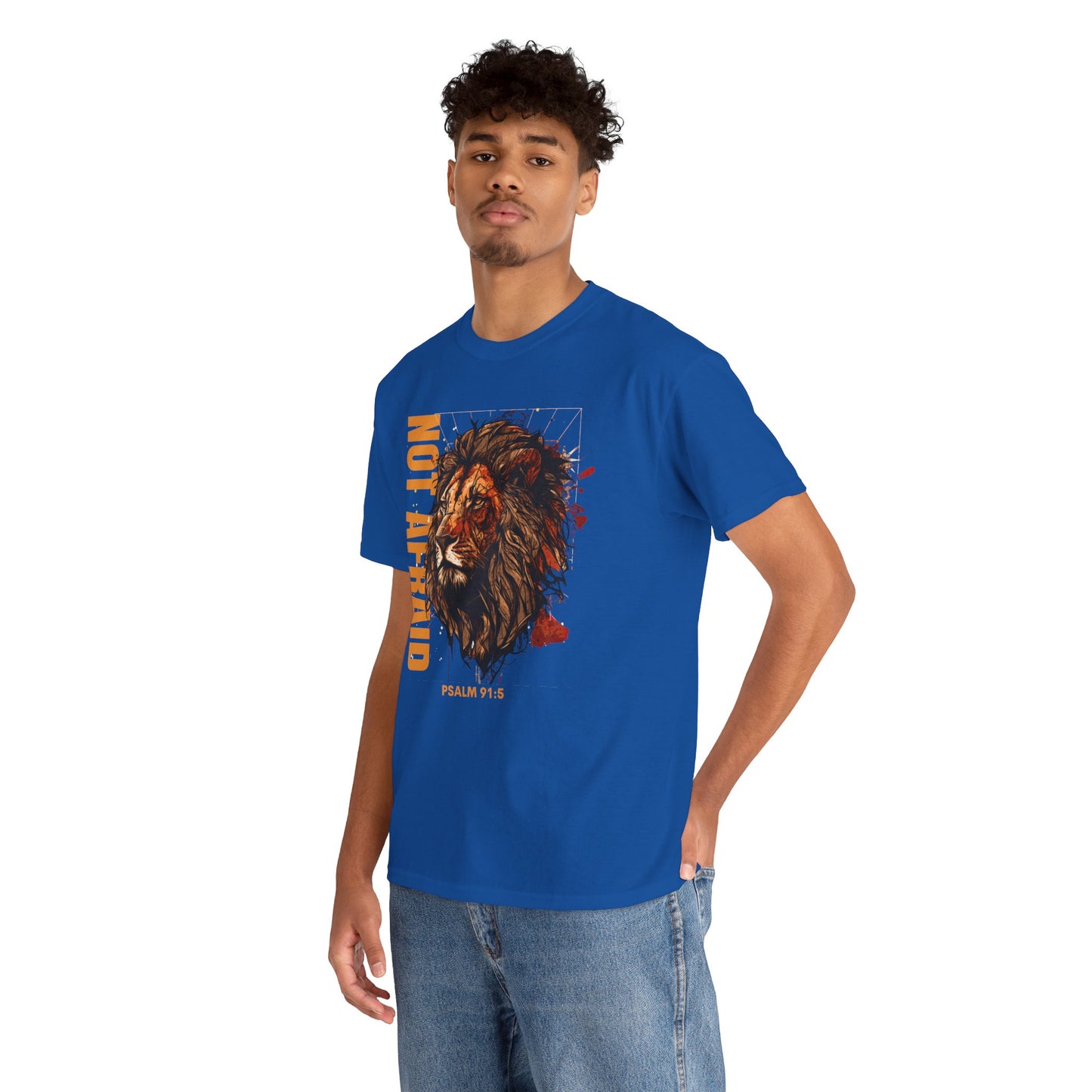 Unisex Heavy Cotton Tee NOT AFRAID Lion Psalm 91