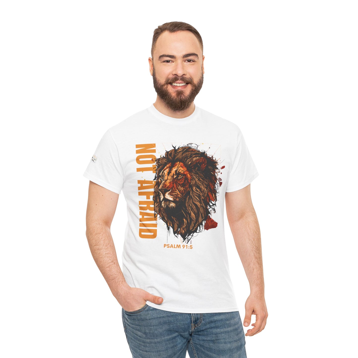 Unisex Heavy Cotton Tee NOT AFRAID Lion Psalm 91