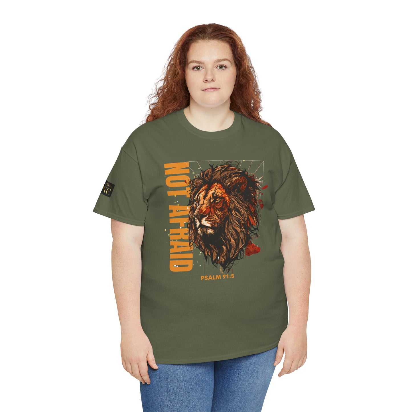 Unisex Heavy Cotton Tee NOT AFRAID Lion Psalm 91