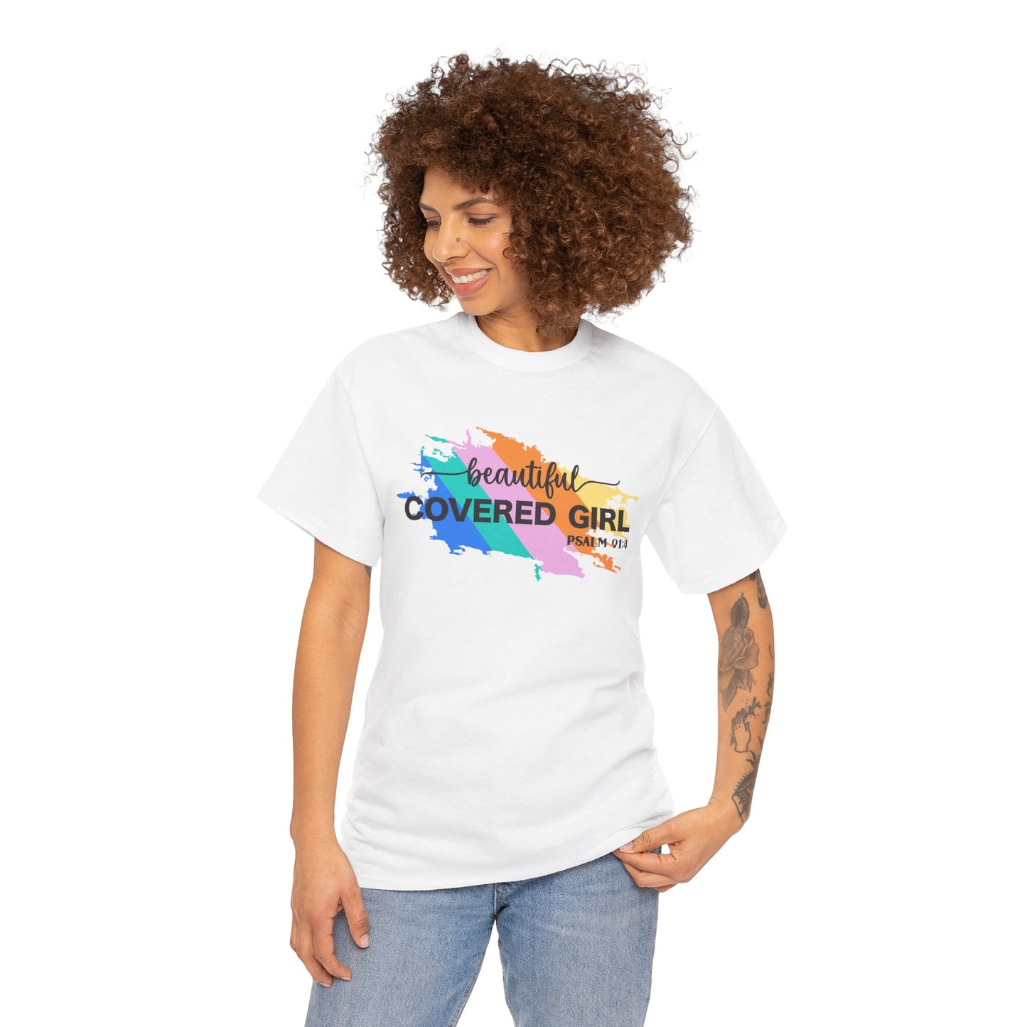 Unisex Heavy Cotton Tee Covered Girl Psa. 91:4