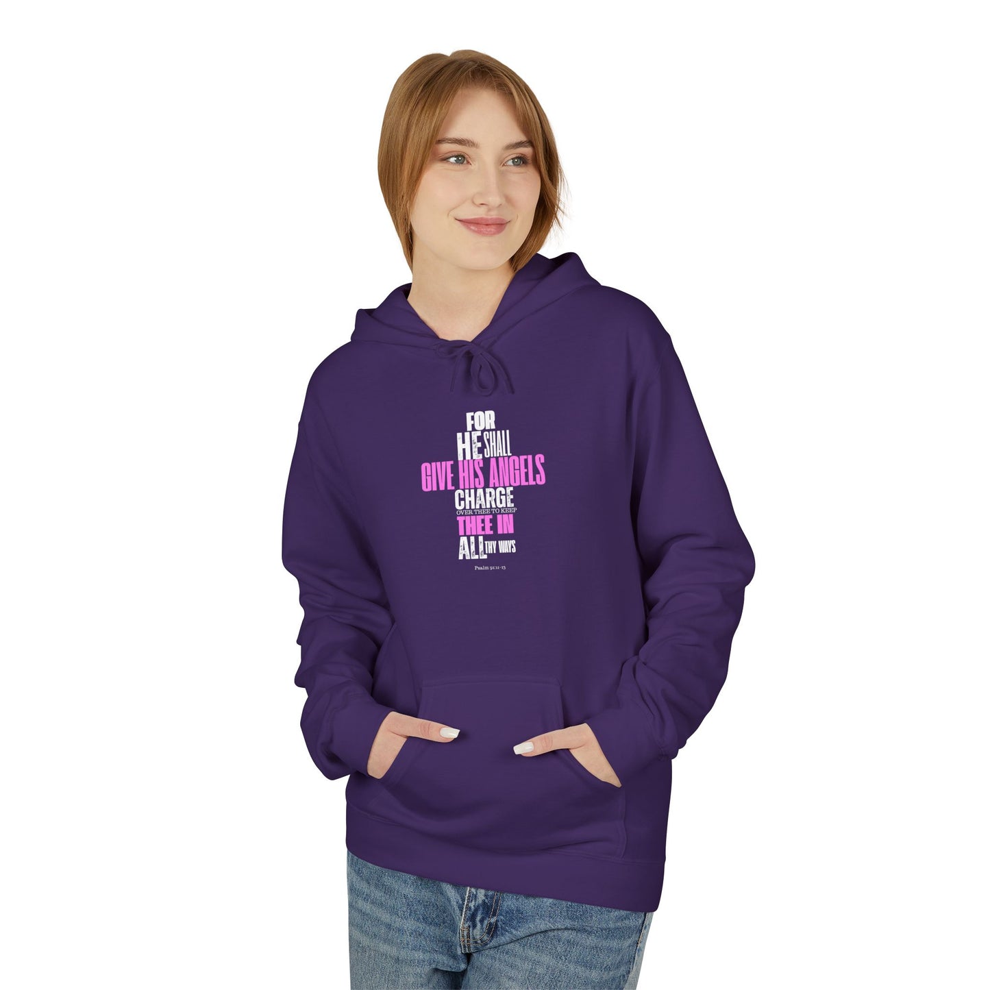 Unisex Midweight Softstyle Fleece Hoodie Psalm 91 wings