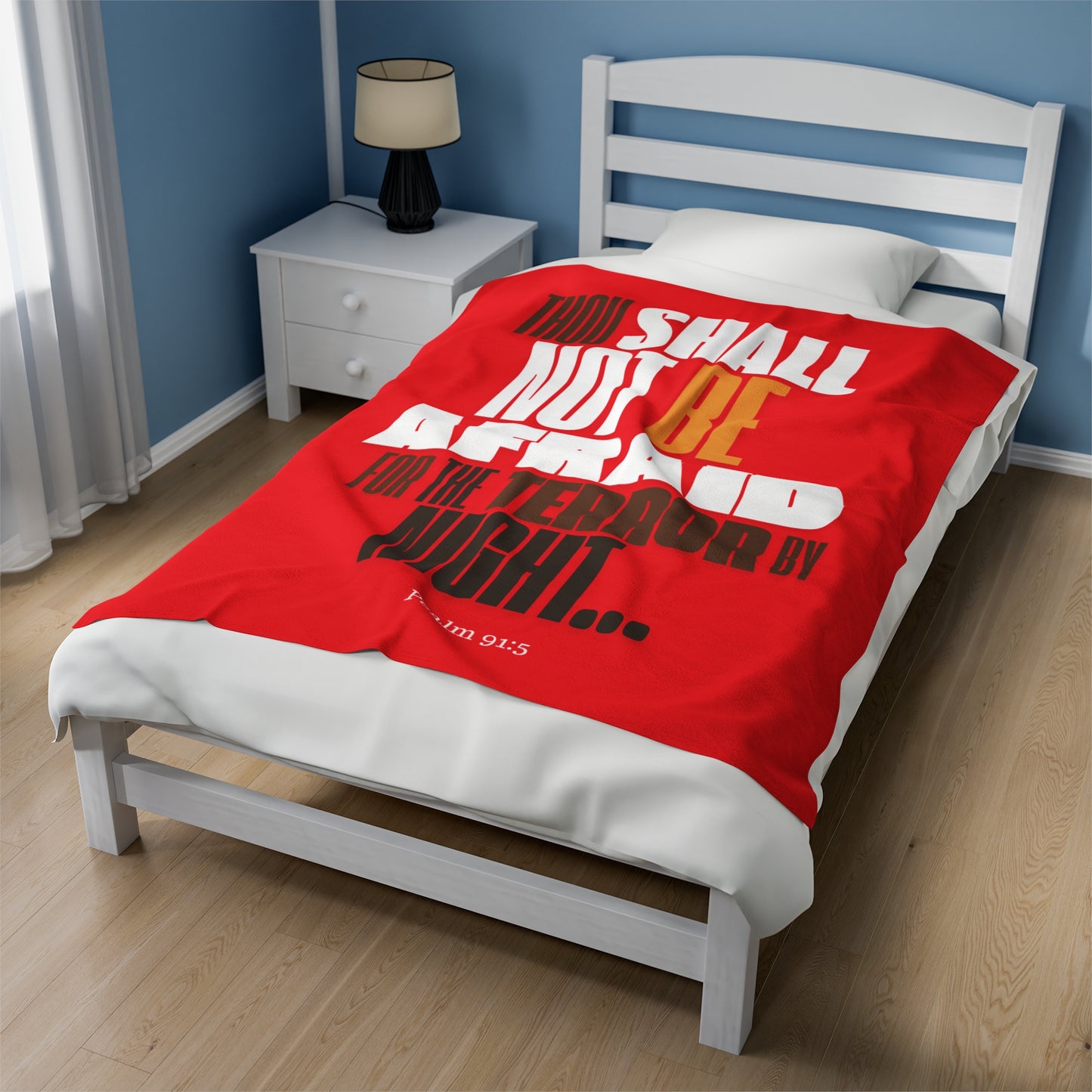 Velveteen Plush Blanket Red Thou Shall Not Be Afraid